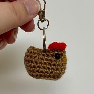Mini Crochet Brown Chicken Bag Charm/Keychain